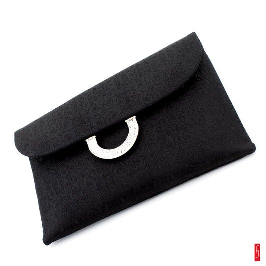 Pochette soie noire nishijin ori. Maison Tatsumura. 14.5x23 cm